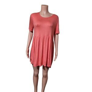 3/$20 Azules peach women's short sleeves mini pleated dress L, M